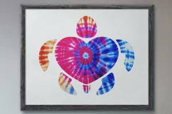Tie Dye Heart Turtles Sublimation PNG - Watercolor Turtles Product Image 3