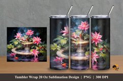 Water Fountain Flower Tumbler Wrap Sublimation Design 2 Product Image 1