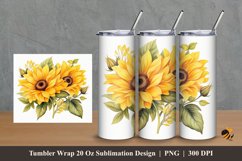 Realistic Sunflower Tumbler Wrap Sublimation Design 2 Product Image 1