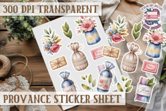 Cozy sticker sheet Flowers Scrapbook PNG Provence Product Image 1