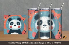 Handdrawn Panda Tumbler Wrap Sublimation Design 2 Product Image 1