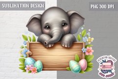 Cute Easter Animal with board Sublimation Design PNG Spring Product Image 1