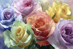 Watercolor Colorful Roses Background Product Image 1