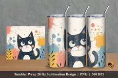 Scandinavian Cat Tumbler Wrap Sublimation Design 2 Product Image 1