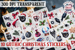 Gothic Christmas Watercolor Sticker Sheet Winter Scary PNG Product Image 1