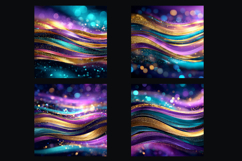 Glitter Teal Violet Golden Stripes backgrounds|Digital Paper Product Image 2