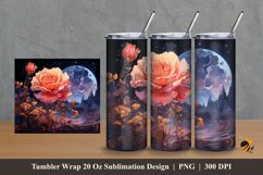 Moon And Rose Tumbler Wrap Sublimation Design 2 Product Image 1