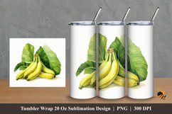 Banana and leaf Tumbler Wrap Sublimation Design 2 Product Image 1