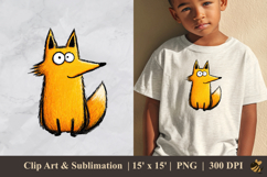 Fluffy Orange Fox DTF Sublimation Clipart Design 2 Product Image 1