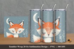 Handdrawn Fox Tumbler Wrap Sublimation Design 2 Product Image 1