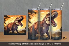 Roaring Tyranosaurus Tumbler Wrap Sublimation Design 2 Product Image 1