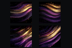 Glitter Digital Paper|Purple Gold Wave Stripes backgrounds Product Image 2