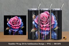 Water Splash Rose Tumbler Wrap Sublimation Design 2 Product Image 1