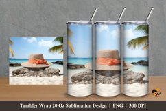 Realistic Beach Hat Tumbler Wrap Sublimation Design 2 Product Image 1
