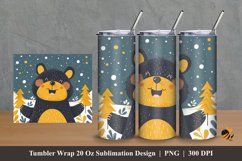 Cute Black Bear Tumbler Wrap Sublimation Design 2 Product Image 1