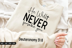 He Will Never Forsake You - Christian Sleeve T-Shirt Design Product Image 2
