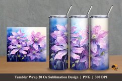 Clematis Flower Tumbler Wrap Sublimation Design 2 Product Image 1