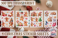 Christmas Gingerbread mans Watercolor Sticker Sheet Winter Product Image 1