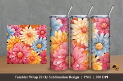 Rainbow flower Tumbler Wrap Sublimation Design 2 Product Image 1