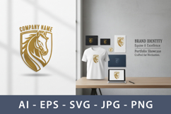 Regal Golden Horse Head Shield Emblem Design Product Image 2