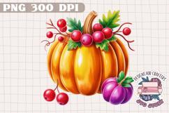 Autumn Pumpkin Sublimation design Fall Decorative Color PNG Product Image 1