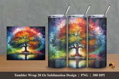 Painting Rainbow Tree Tumbler Wrap Sublimation Design 2 Product Image 1