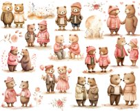 Pink teddy bear, Girl bear clipart, Kawaii bear sticker, Product Image 2