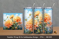 Chrysanthemum Flowers Tumbler Wrap Sublimation Design 2 Product Image 1