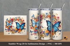 Butterflies Land Tumbler Wrap Sublimation Design 2 Product Image 1