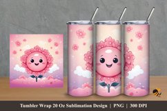 Happy Flower Tumbler Wrap Sublimation Design 2 Product Image 1