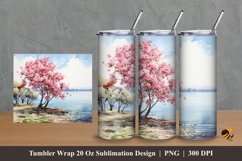 Lake Flower Tumbler Wrap Sublimation Design 2 Product Image 1