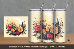 Moon Flower Art Tumbler Wrap Sublimation Design 2 Product Image 1