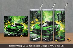 Green Car Illustration Tumbler Wrap Sublimation Design 2 Product Image 1