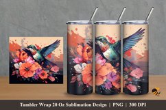 Hummingbird Flying Tumbler Wrap Sublimation Design 2 Product Image 1