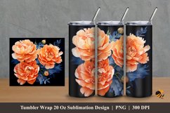 Orange Ranoculus Tumbler Wrap Sublimation Design 2 Product Image 1