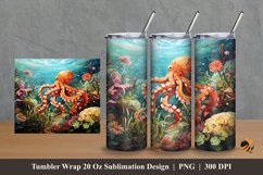 Octopus Nature Tumbler Wrap Sublimation Design 2 Product Image 1