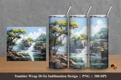 Big Waterfall Abstract Tumbler Wrap Sublimation Design 2 Product Image 1