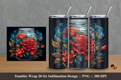 Rose Jar Tumbler Wrap Sublimation Design 2 Product Image 1