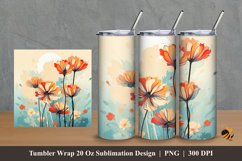 Retro Flower Tumbler Wrap Sublimation Design 2 Product Image 1