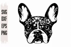 French Bulldog Svg, Dog Svg, Pattern, Floral Svg Product Image 3
