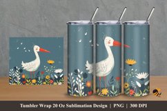 Cute Stork Tumbler Wrap Sublimation Design 2 Product Image 1