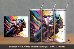 Colorful Motorcycle Tumbler Wrap Sublimation Design 2 Product Image 1