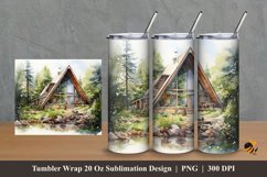 Forest House Tumbler Wrap Sublimation Design 2 Product Image 1