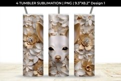 3D white Floral Chihuahua Dog Tumbler Wrap 20 oz Sublimation Product Image 2
