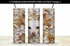 3D white Floral Chihuahua Dog Tumbler Wrap 20 oz Sublimation Product Image 2
