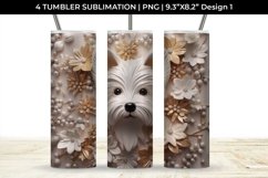 3D white Floral Yorkshire Terrier Dog Tumbler Wrap 20 oz Product Image 2