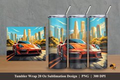 Sport Car At City Tumbler Wrap Sublimation Design 2 Product Image 1