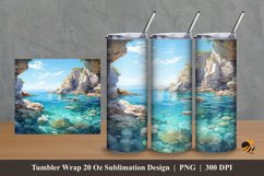 Blue Beach Tumbler Wrap Sublimation Design 2 Product Image 1