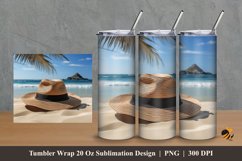 Beach Hat Tumbler Wrap Sublimation Design 2 Product Image 1
