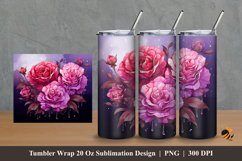Carnation Flower Tumbler Wrap Sublimation Design 2 Product Image 1